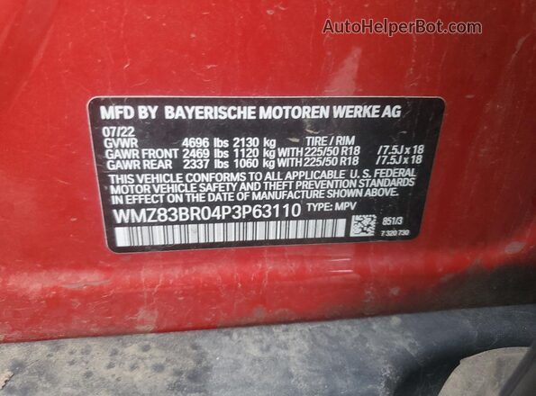 WMZ83BR04P3P63110 2023 MINI COOPER Красный Вид подкапотного пространства
