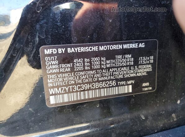 WMZYT3C39H3B66256 2017 MINI COOPER Черный Вид наклейки с VIN-кодом