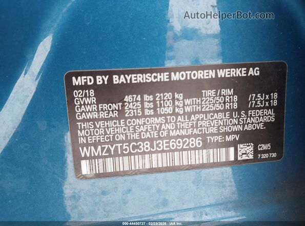 WMZYT5C38J3E69286 2018 MINI COUNTRYMAN Синий Вид подкапотного пространства