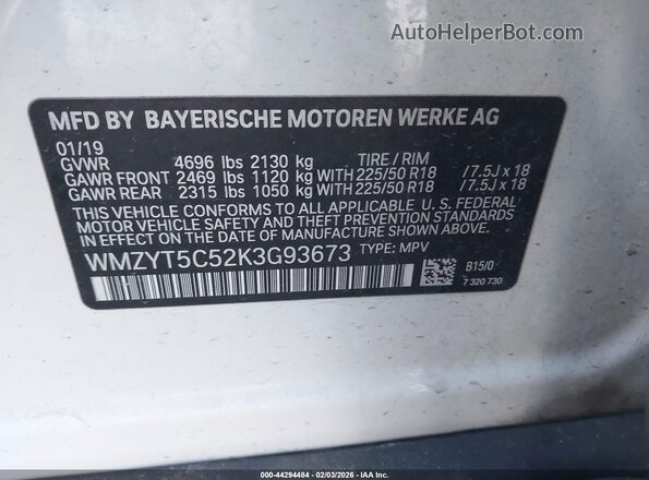 WMZYT5C52K3G93673 2019 MINI COUNTRYMAN Light Blue Вид подкапотного пространства