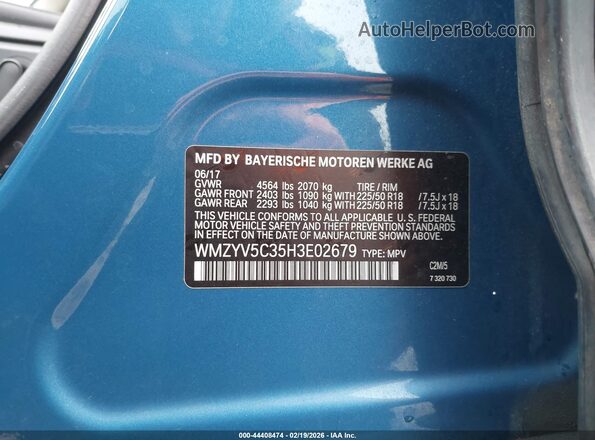 WMZYV5C35H3E02679 2017 MINI COUNTRYMAN Blue Widok komory silnika