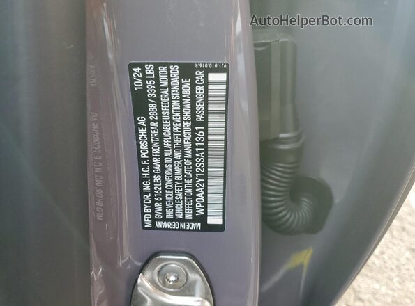 WP0AA2Y12SSA11361 2025 PORSCHE TAYCAN Серый Вид наклейки с VIN-кодом