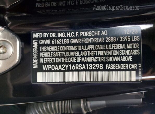WP0AA2Y16RSA13298 2024 PORSCHE TAYCAN Черный Вид подкапотного пространства