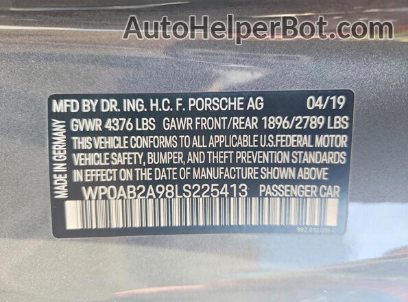 WP0AB2A98LS225413 2020 PORSCHE 911 Gray Вид підкапотного простору