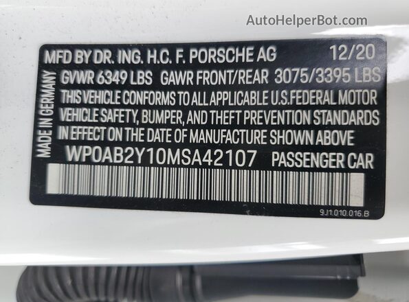 WP0AB2Y10MSA42107 2021 PORSCHE TAYCAN Красный Вид подкапотного пространства