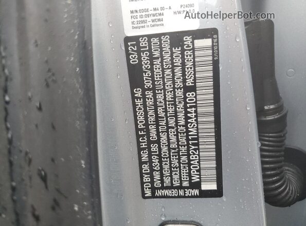 WP0AB2Y11MSA44108 2021 PORSCHE TAYCAN Серебряный Вид подкапотного пространства