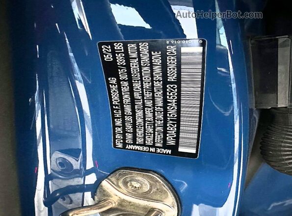 WP0AB2Y15NSA45523 2022 PORSCHE TAYCAN Синий Вид задних сидений