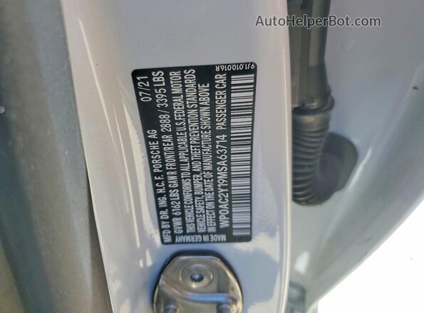 WP0AC2Y19MSA63714 2021 PORSCHE TAYCAN White Engine compartment view