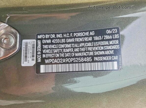 WP0AD2A90PS258485 2023 PORSCHE 911 Green Widok komory silnika