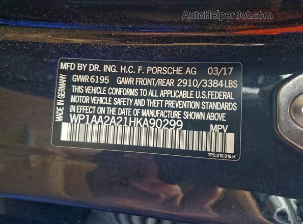 WP1AA2A21HKA90299 2017 PORSCHE CAYENNE Black Vista interior de 360 grados