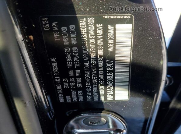 WP1AA2A50RLB18907 2024 PORSCHE MACAN Серый Вид наклейки с VIN-кодом