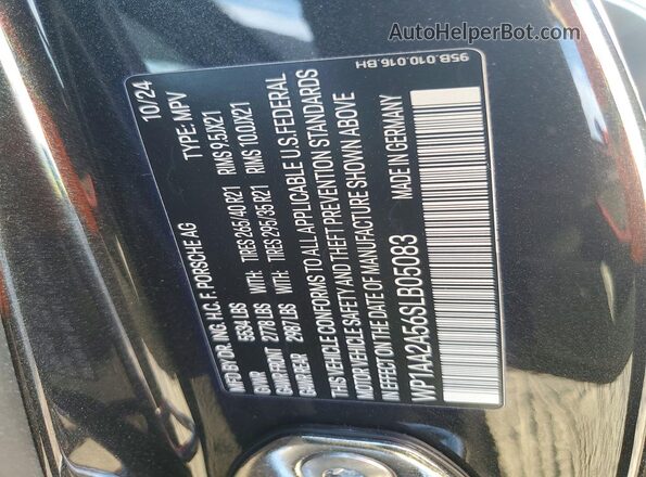 WP1AA2A56SLB05083 2025 PORSCHE MACAN Черный Панорамный вид салона 360°