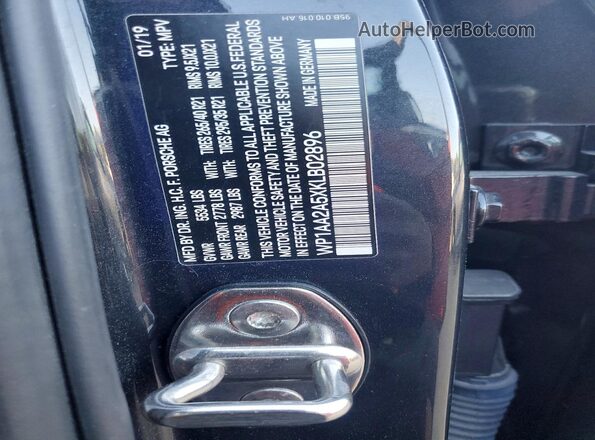 WP1AA2A5XKLB02896 2019 PORSCHE MACAN Black Widok naklejki z numerem VIN