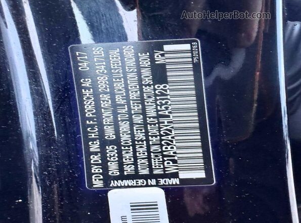 WP1AB2A2XHLA53128 2017 PORSCHE CAYENNE Черный Вид задних сидений