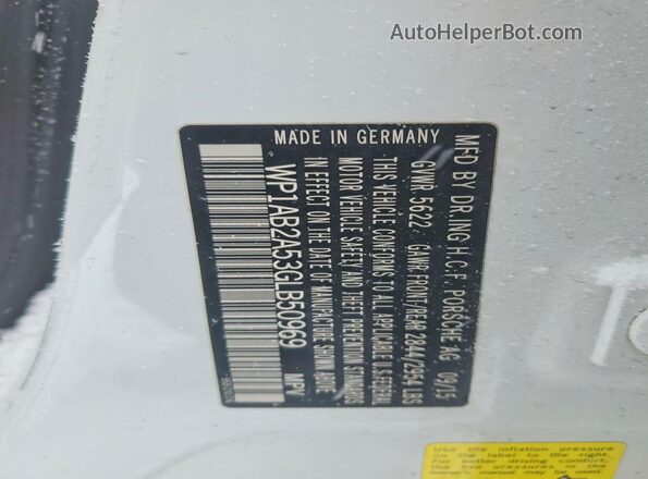 WP1AB2A53GLB50969 2016 PORSCHE MACAN Белый Вид наклейки с VIN-кодом