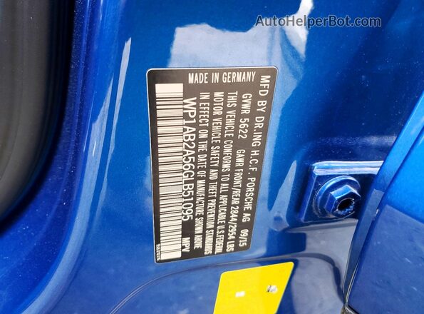 WP1AB2A56GLB51095 2016 PORSCHE MACAN Синий Вид подкапотного пространства