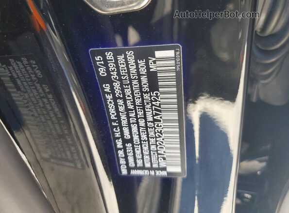 WP1AD2A23GLA77425 2016 PORSCHE CAYENNE Черный Вид наклейки с VIN-кодом