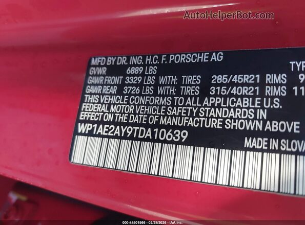WP1AE2AY9TDA10639 2026 PORSCHE CAYENNE Red Widok komory silnika
