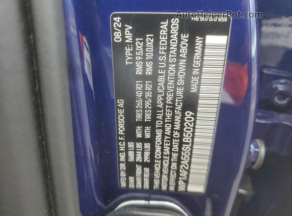 WP1AF2A55SLB50209 2025 PORSCHE MACAN Синий Вид наклейки с VIN-кодом