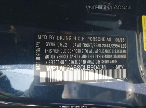 WP1AF2A58GLB90436 2016 PORSCHE MACAN Синий Вид подкапотного пространства