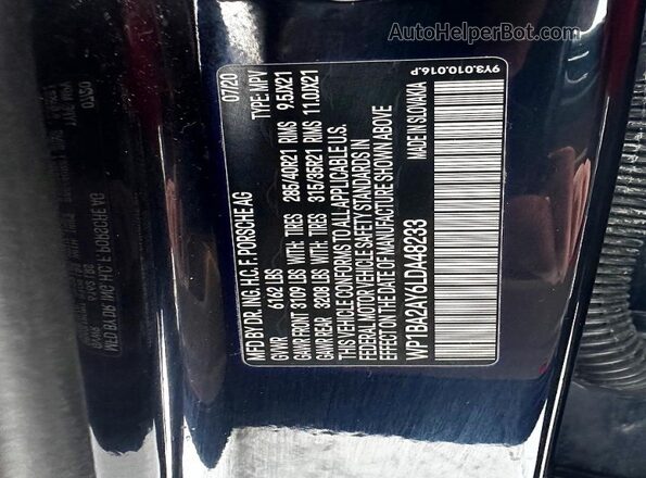 WP1BA2AY6LDA48233 2020 PORSCHE CAYENNE Синий Вид задних сидений