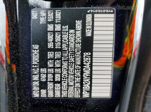 WP1BA2AY9MDA42878 2021 PORSCHE CAYENNE Черный Вид подкапотного пространства