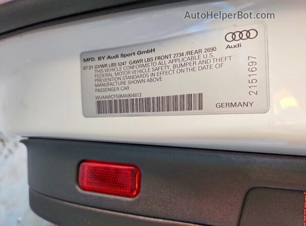 WUAAWCF59MA904813 2021 AUDI RS5 Белый Вид подкапотного пространства