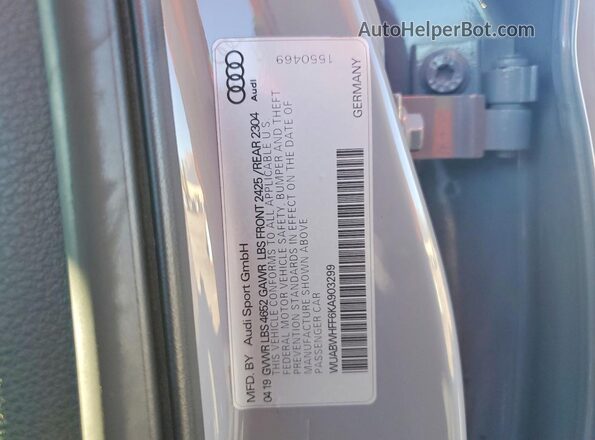 WUABWHFF6KA903299 2019 AUDI RS3 Gray Շարժիչի բաժամունքի տեսք