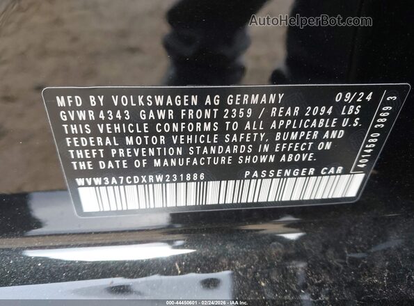 WVW3A7CDXRW231886 2024 VOLKSWAGEN GOLF Черный Вид подкапотного пространства