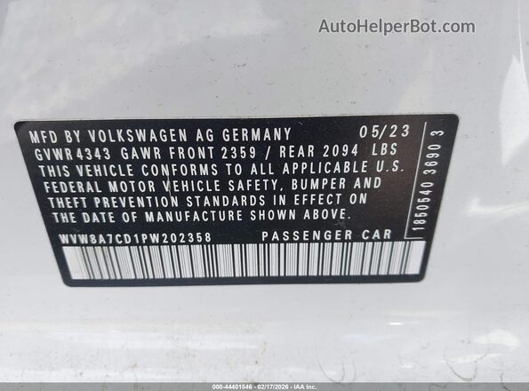 WVW8A7CD1PW202358 2023 VOLKSWAGEN GOLF Белый Вид подкапотного пространства