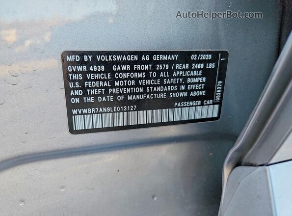 WVWBR7AN9LE013127 2020 VOLKSWAGEN ARTEON Silver Widok komory silnika