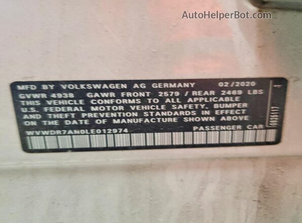 WVWDR7AN0LE012974 2020 VOLKSWAGEN ARTEON Белый Вид подкапотного пространства