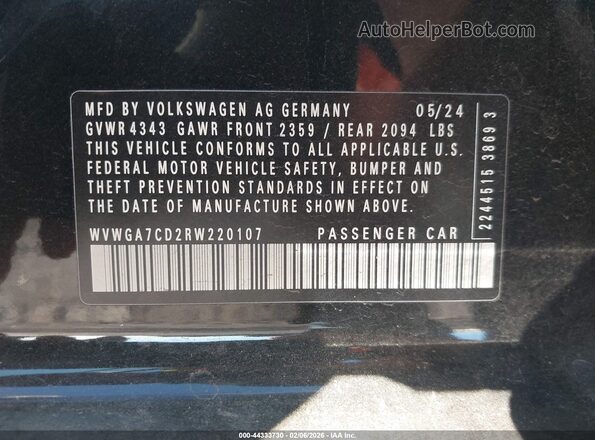 WVWGA7CD2RW220107 2024 VOLKSWAGEN GOLF Black Вид підкапотного простору