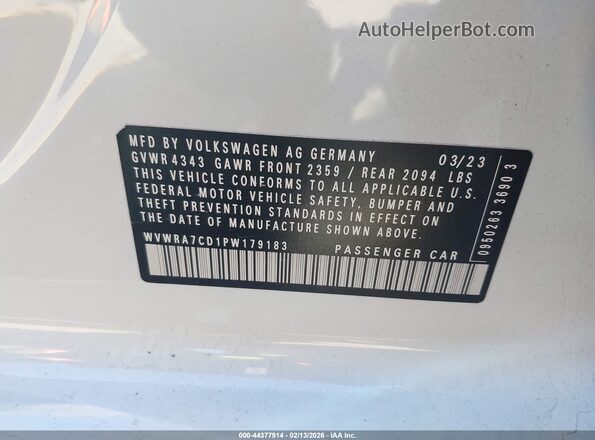 WVWRA7CD1PW179183 2023 VOLKSWAGEN GOLF Белый Вид подкапотного пространства