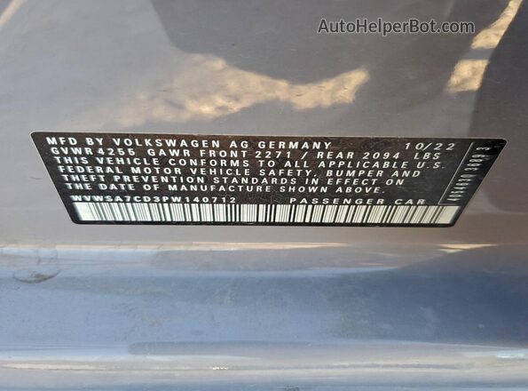 WVWSA7CD3PW140712 2023 VOLKSWAGEN GTI Gray Вид підкапотного простору