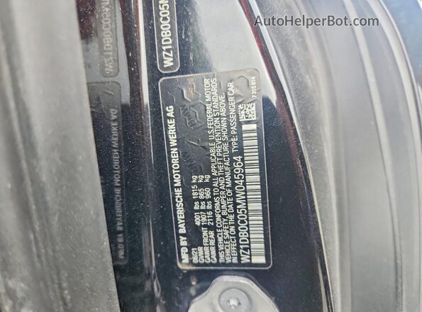 WZ1DB0C05MW045964 2021 TOYOTA SUPRA Черный Вид наклейки с VIN-кодом