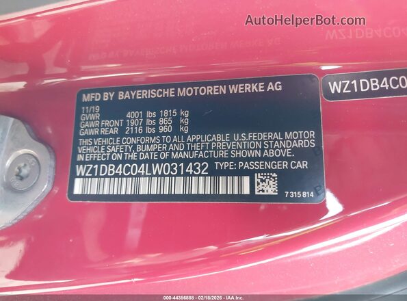 WZ1DB4C04LW031432 2020 TOYOTA GR SUPRA Gray Widok komory silnika