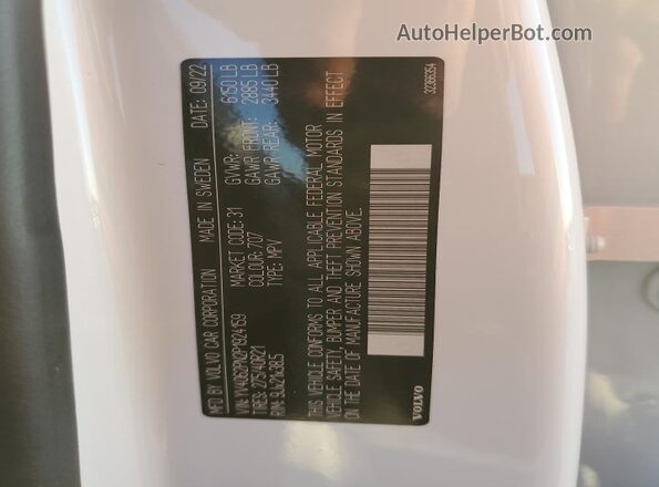 YV4062PN2P1924159 2023 VOLVO XC90 Белый Панорамный вид салона 360°