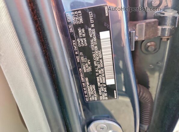 YV4062RA5P1364390 2023 VOLVO XC60 Blue Widok naklejki z numerem VIN