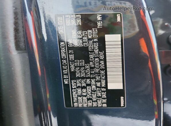 YV4102PK7L1611713 2020 VOLVO XC90 Угольный Вид наклейки с VIN-кодом