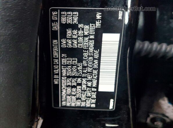 YV440MWK2H1026510 2017 VOLVO V60 Black Widok naklejki z numerem VIN