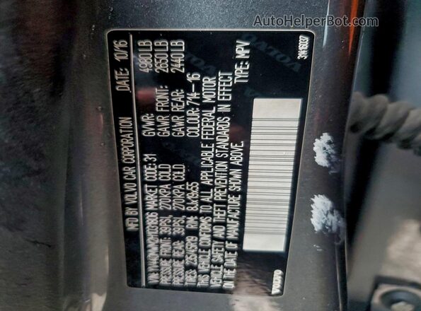 YV440MWM2H1031806 2017 VOLVO V60 Gray Вид наклейки з VIN-кодом