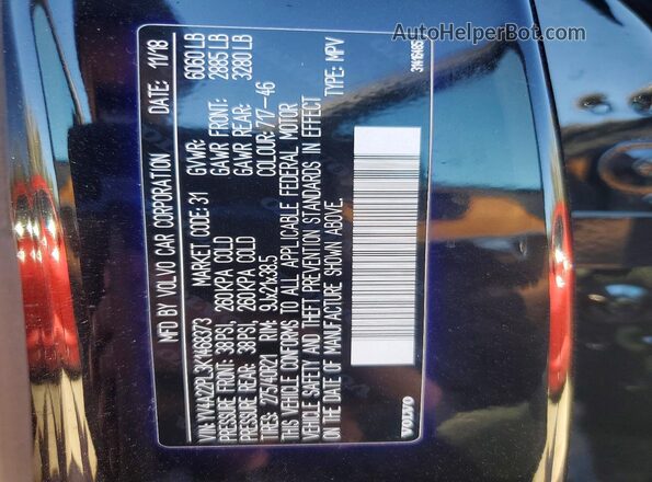 YV4A22PL3K1468373 2019 VOLVO XC90 Черный Вид наклейки с VIN-кодом