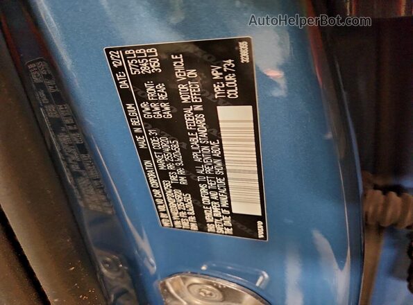 YV4ED3GM2P2047563 2023 VOLVO C40 Синий Вид наклейки с VIN-кодом