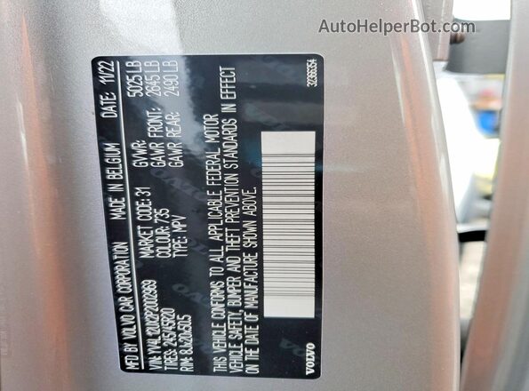 YV4L12UX2P2002969 2023 VOLVO XC40 Silver Widok wnętrza 360 stopni