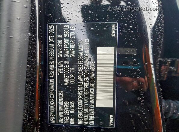 YV4L12WL8T2170359 2026 VOLVO V60 Черный Вид наклейки с VIN-кодом