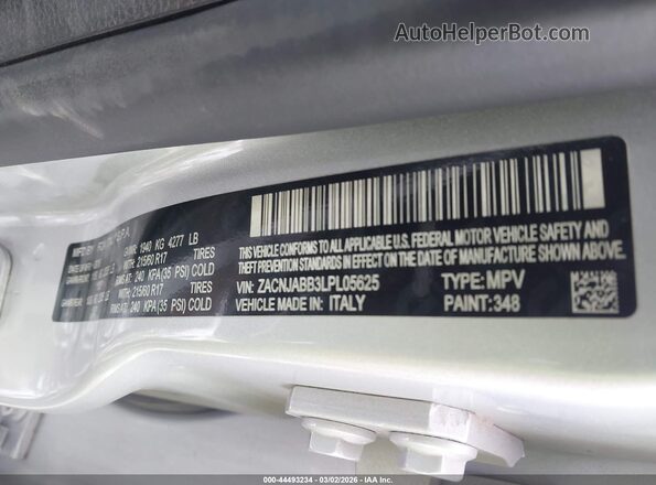 ZACNJABB3LPL05625 2020 JEEP RENEGADE Silver Vista del compartimento del motor