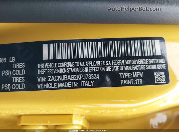 ZACNJBAB2KPJ78324 2019 JEEP RENEGADE Yellow Widok komory silnika