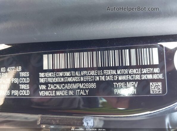 ZACNJCAB6MPM26986 2021 JEEP RENEGADE Черный Вид подкапотного пространства