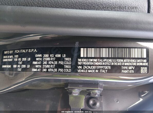 ZACNJDB11PPP70676 2023 JEEP RENEGADE Gray Vista del compartimento del motor